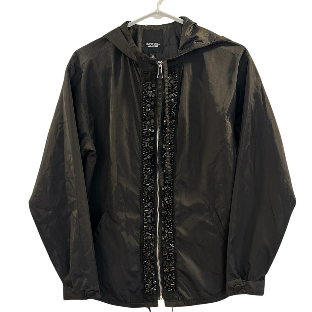 Simply Vera Vera Wang Black Embellished Hooded Jacket - Picture 1 of 4